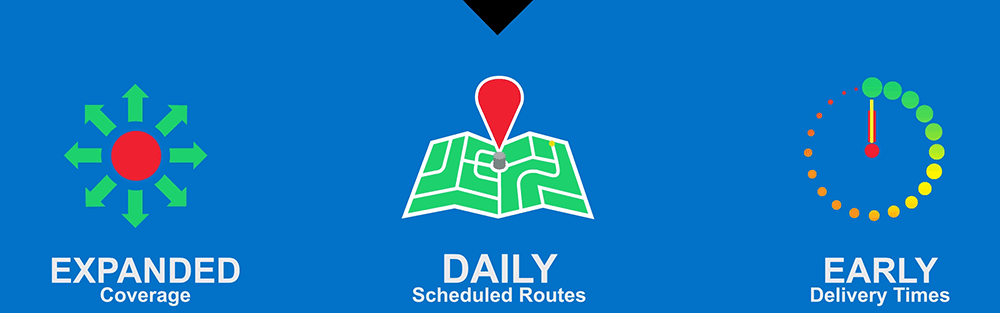 Daily Schedule Routes, Expanded Coverage, Early Morning Delivery Times