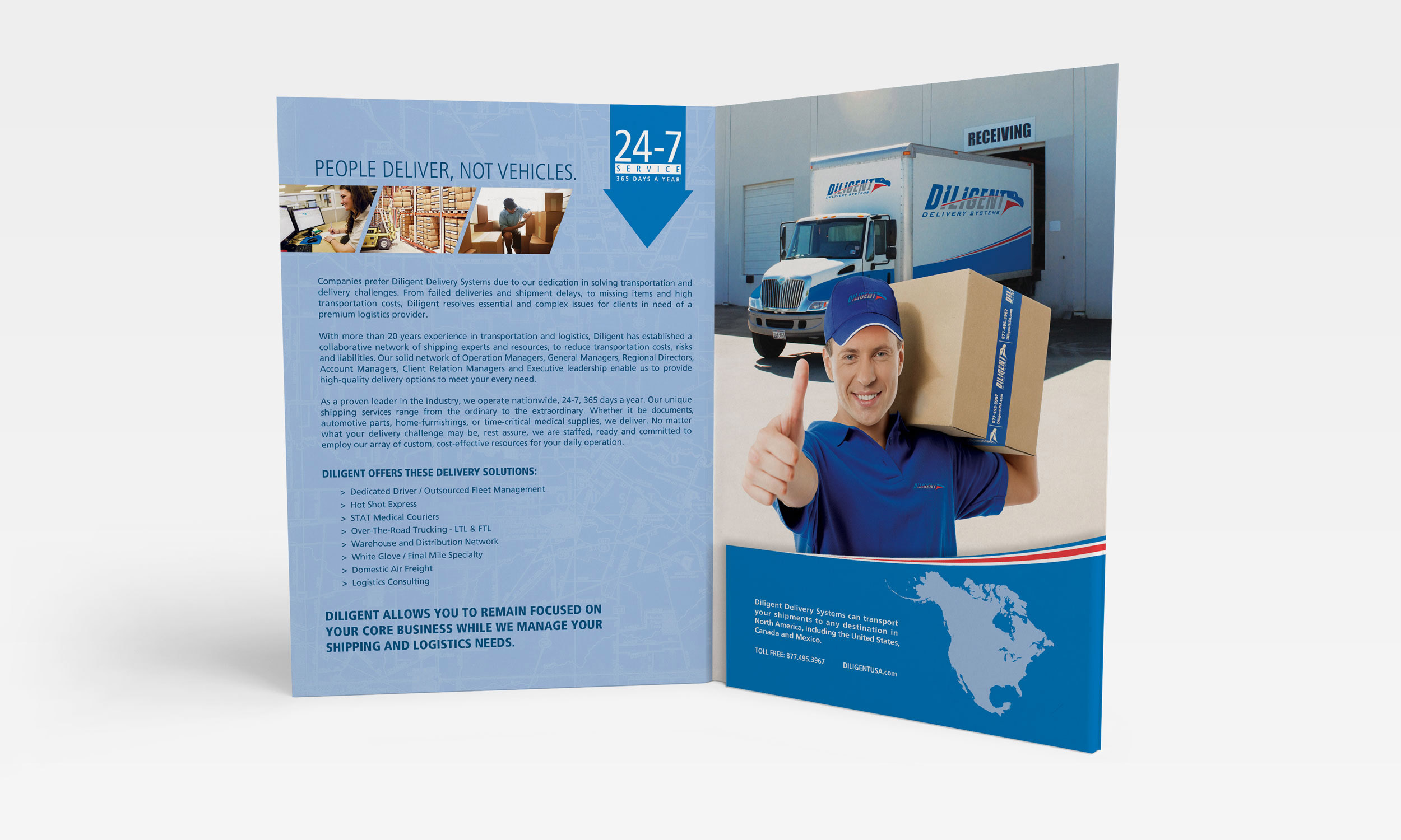 National Sales Kit Pocket Folder Design for Diligent Delivery Systems by DMW Digital