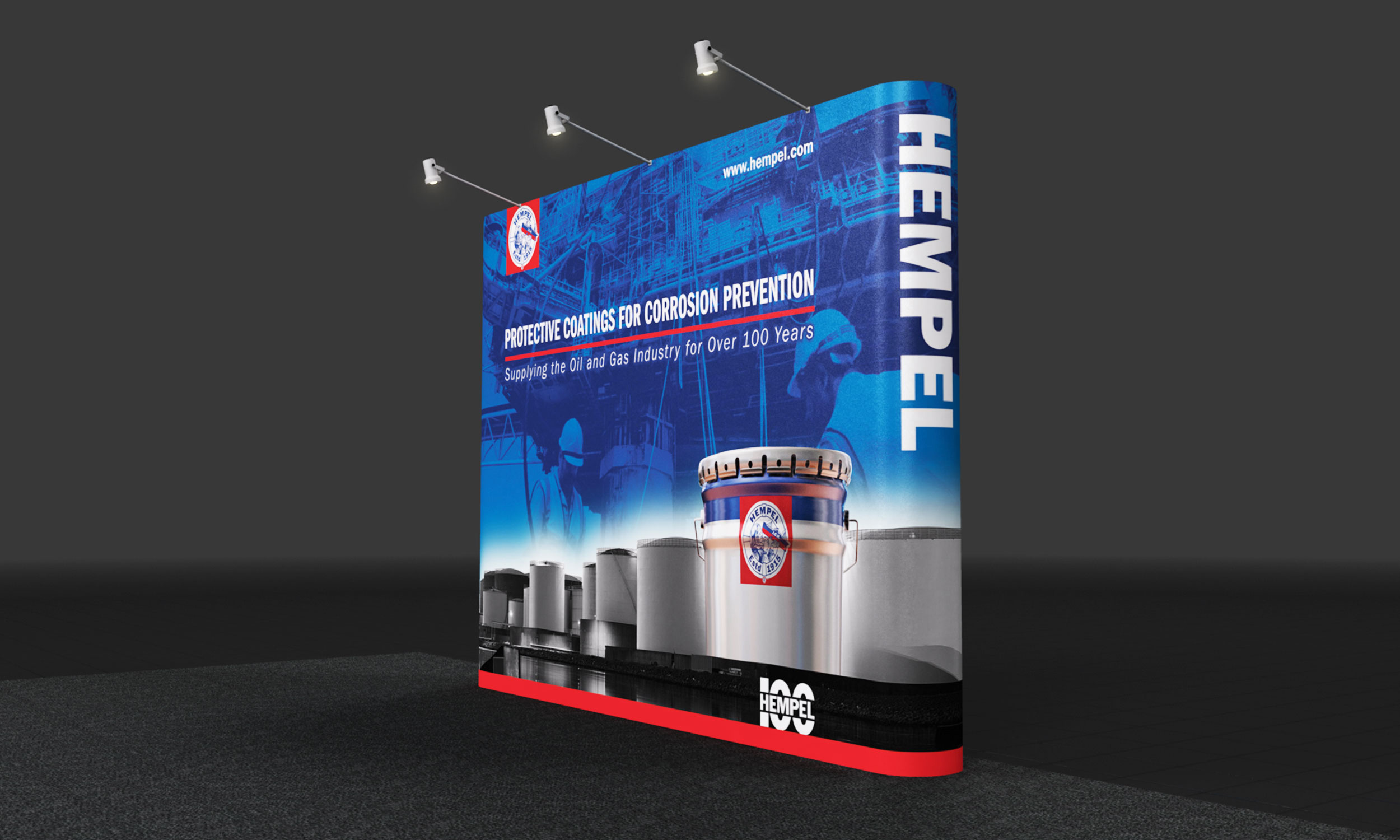 Tradeshow PopUp Design View 3 for Hemple, a protective coatings global supplier by DMW Digital