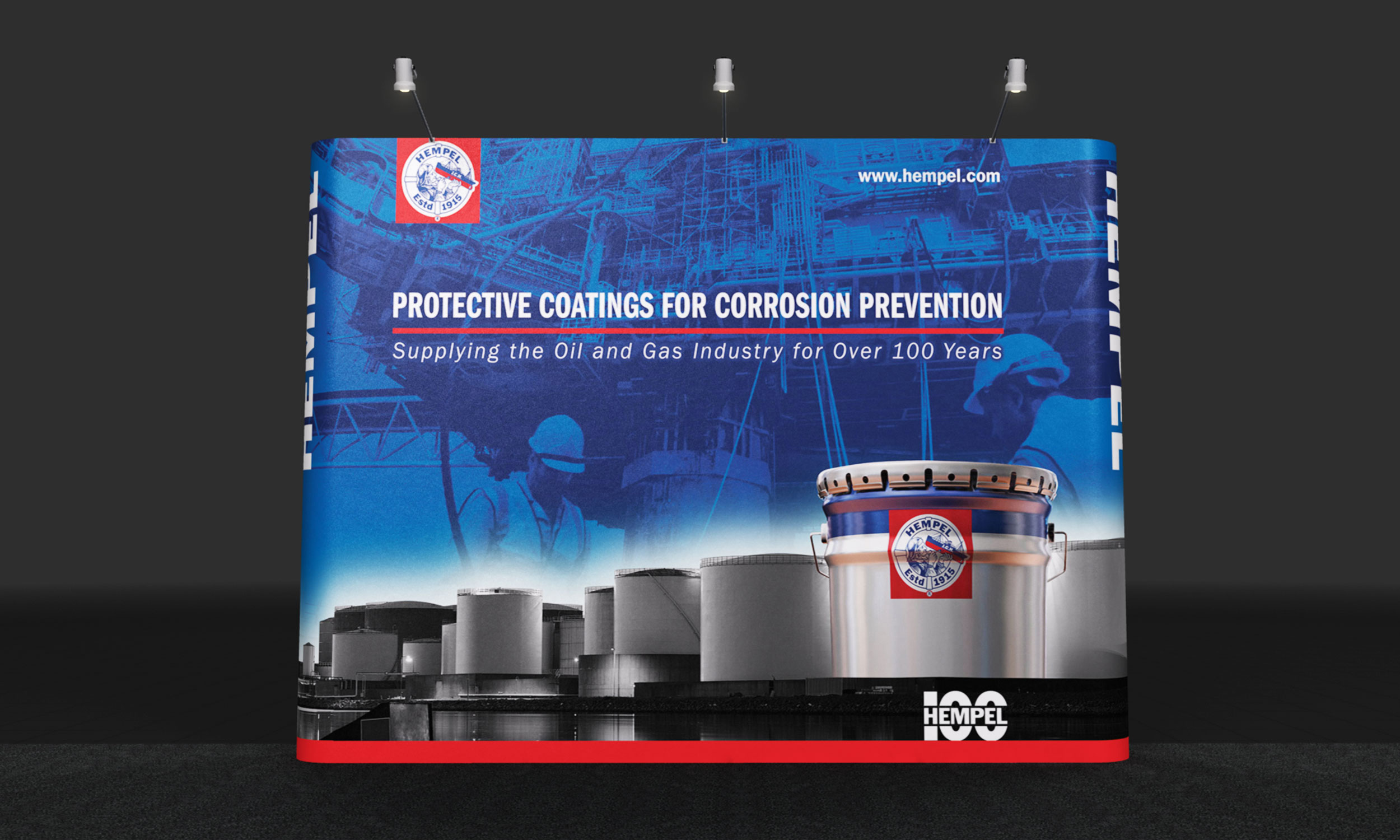 Tradeshow PopUp Design View 1 for Hemple, a protective coatings global supplier by DMW Digital
