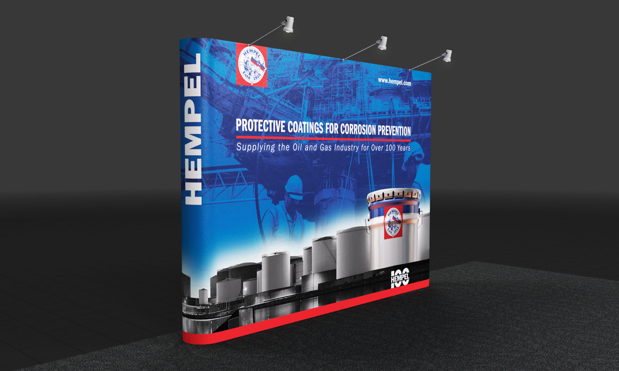 Tradeshow PopUp Design View 2 for Hemple, a protective coatings global supplier by DMW Digital